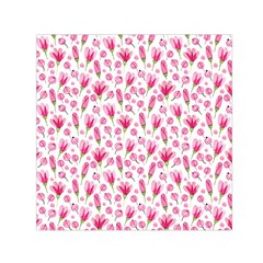 Watercolor Spring Flowers pattern Small Satin Scarf (Square)