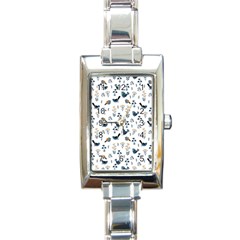 Spring Flowers And Birds Pattern Rectangle Italian Charm Watch by TastefulDesigns