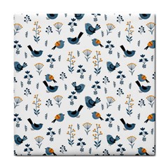 Spring Flowers And Birds Pattern Tile Coasters by TastefulDesigns