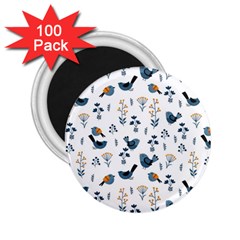 Spring Flowers And Birds Pattern 2 25  Magnets (100 Pack)  by TastefulDesigns