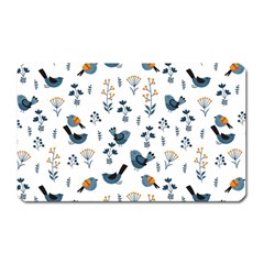 Spring Flowers And Birds Pattern Magnet (rectangular) by TastefulDesigns