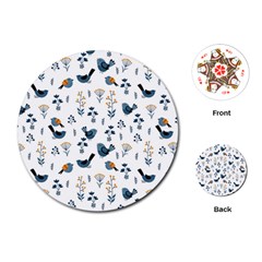 Spring Flowers And Birds Pattern Playing Cards (round) 