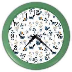 Spring Flowers And Birds Pattern Color Wall Clocks by TastefulDesigns