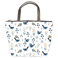 Spring Flowers And Birds Pattern Bucket Bags by TastefulDesigns