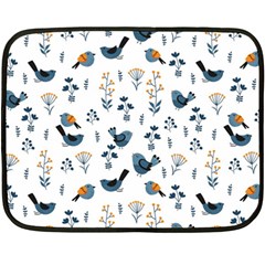 Spring Flowers And Birds Pattern Double Sided Fleece Blanket (mini)  by TastefulDesigns