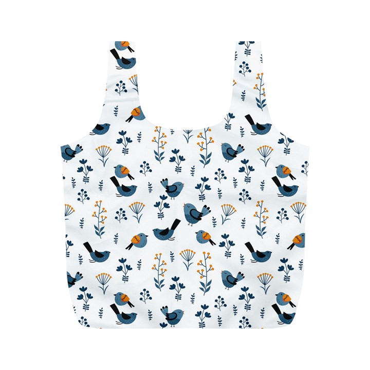 Spring flowers and birds pattern Full Print Recycle Bags (M) 