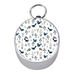 Spring Flowers And Birds Pattern Mini Silver Compasses by TastefulDesigns