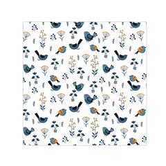 Spring Flowers And Birds Pattern Small Satin Scarf (square) by TastefulDesigns