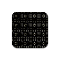 Dark Ethnic Stars Motif Pattern Rubber Coaster (square)  by dflcprints