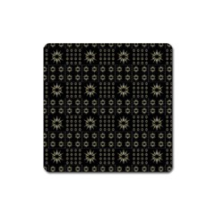 Dark Ethnic Stars Motif Pattern Square Magnet by dflcprints