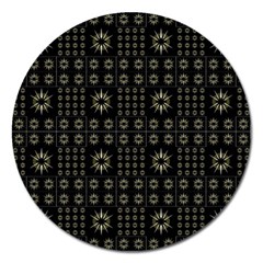 Dark Ethnic Stars Motif Pattern Magnet 5  (round) by dflcprints