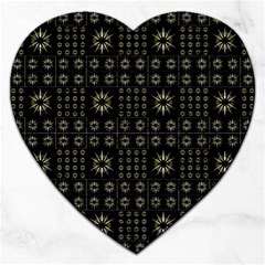 Dark Ethnic Stars Motif Pattern Jigsaw Puzzle (heart) by dflcprints