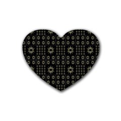 Dark Ethnic Stars Motif Pattern Rubber Coaster (heart)  by dflcprints