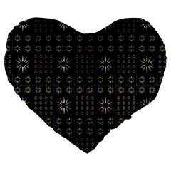 Dark Ethnic Stars Motif Pattern Large 19  Premium Heart Shape Cushions by dflcprints