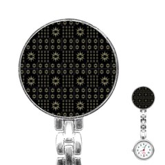 Dark Ethnic Stars Motif Pattern Stainless Steel Nurses Watch by dflcprints