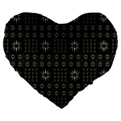 Dark Ethnic Stars Motif Pattern Large 19  Premium Flano Heart Shape Cushions by dflcprints