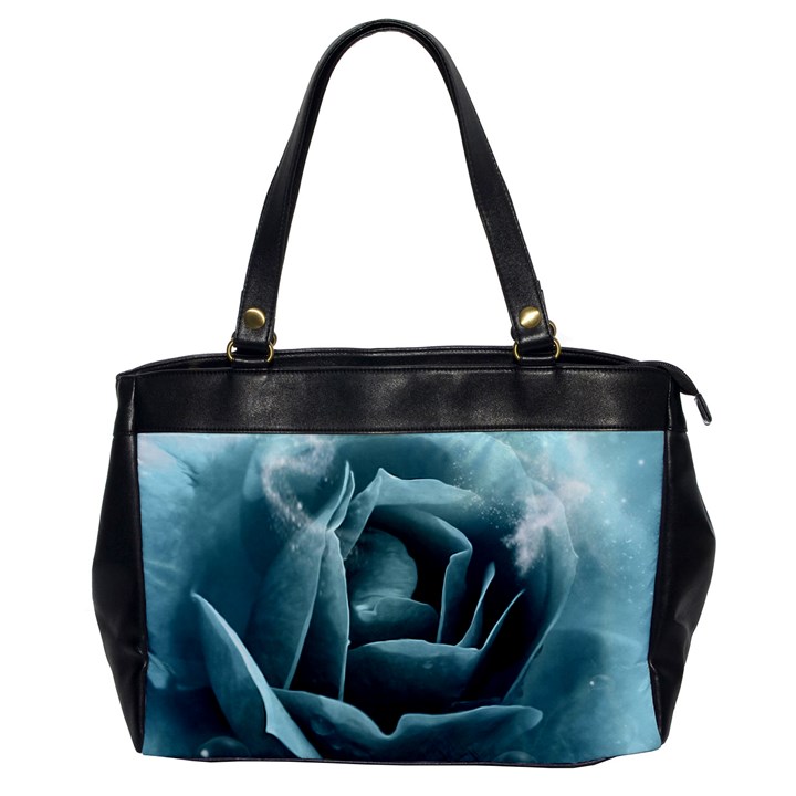 Beautiful Blue Roses With Water Drops Office Handbags