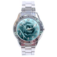 Beautiful Blue Roses With Water Drops Stainless Steel Analogue Watch by FantasyWorld7