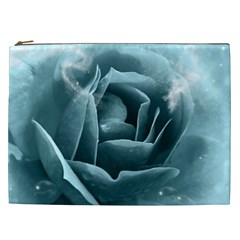 Beautiful Blue Roses With Water Drops Cosmetic Bag (xxl)  by FantasyWorld7