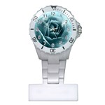 Beautiful Blue Roses With Water Drops Plastic Nurses Watch Front