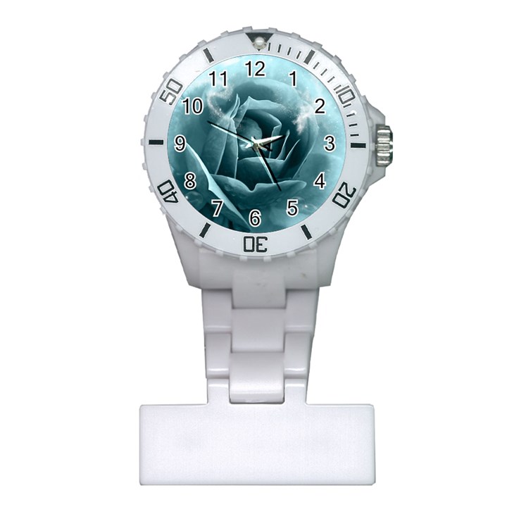 Beautiful Blue Roses With Water Drops Plastic Nurses Watch