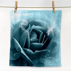 Beautiful Blue Roses With Water Drops Face Towel by FantasyWorld7