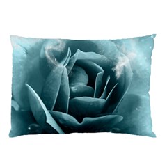 Beautiful Blue Roses With Water Drops Pillow Case by FantasyWorld7