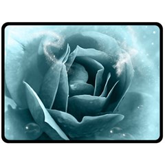 Beautiful Blue Roses With Water Drops Double Sided Fleece Blanket (large)  by FantasyWorld7