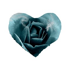 Beautiful Blue Roses With Water Drops Standard 16  Premium Flano Heart Shape Cushions by FantasyWorld7