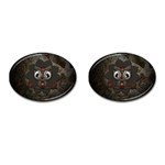 Wonderful Cute  Steampunk Owl Cufflinks (Oval) Front(Pair)