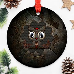 Wonderful Cute  Steampunk Owl Ornament (round) by FantasyWorld7