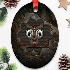 Wonderful Cute  Steampunk Owl Ornament (oval) by FantasyWorld7