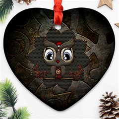 Wonderful Cute  Steampunk Owl Ornament (heart) by FantasyWorld7