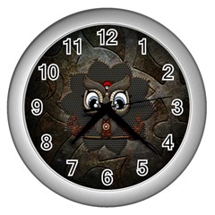 Wonderful Cute  Steampunk Owl Wall Clocks (silver)  by FantasyWorld7