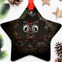 Wonderful Cute  Steampunk Owl Star Ornament (two Sides) by FantasyWorld7