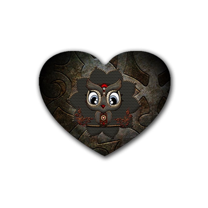 Wonderful Cute  Steampunk Owl Rubber Coaster (Heart) 