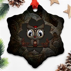 Wonderful Cute  Steampunk Owl Ornament (snowflake) by FantasyWorld7