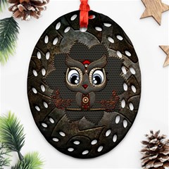 Wonderful Cute  Steampunk Owl Ornament (oval Filigree) by FantasyWorld7