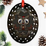 Wonderful Cute  Steampunk Owl Ornament (Oval Filigree) Front