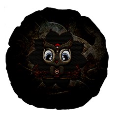 Wonderful Cute  Steampunk Owl Large 18  Premium Round Cushions by FantasyWorld7