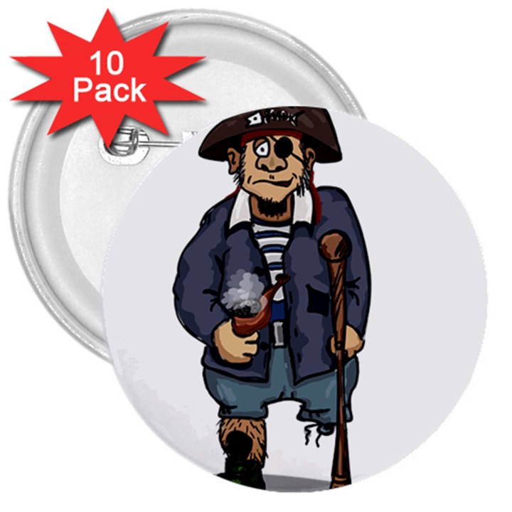 Cute Pirate 3  Buttons (10 pack) 