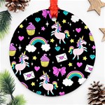 Cute Unicorn Pattern Ornament (Round) Front