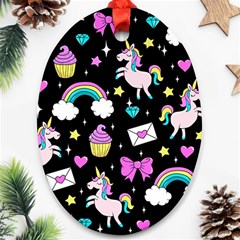 Cute Unicorn Pattern Ornament (oval) by Valentinaart