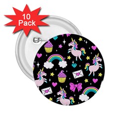 Cute Unicorn Pattern 2 25  Buttons (10 Pack)  by Valentinaart