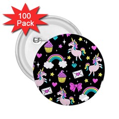 Cute Unicorn Pattern 2 25  Buttons (100 Pack)  by Valentinaart