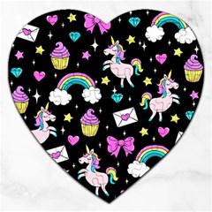 Cute Unicorn Pattern Jigsaw Puzzle (heart) by Valentinaart