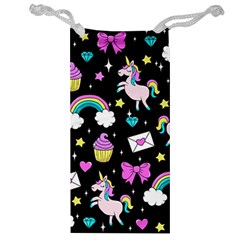 Cute Unicorn Pattern Jewelry Bag by Valentinaart