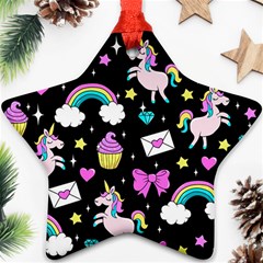 Cute Unicorn Pattern Star Ornament (two Sides) by Valentinaart