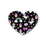 Cute Unicorn Pattern Rubber Coaster (Heart)  Front