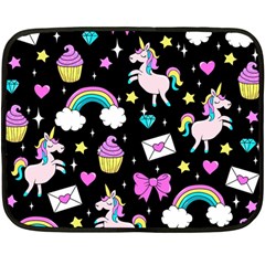 Cute Unicorn Pattern Fleece Blanket (mini) by Valentinaart